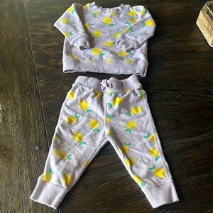 Hanna Andersson Kids Lemon Print Matching Set - Yellow and Green